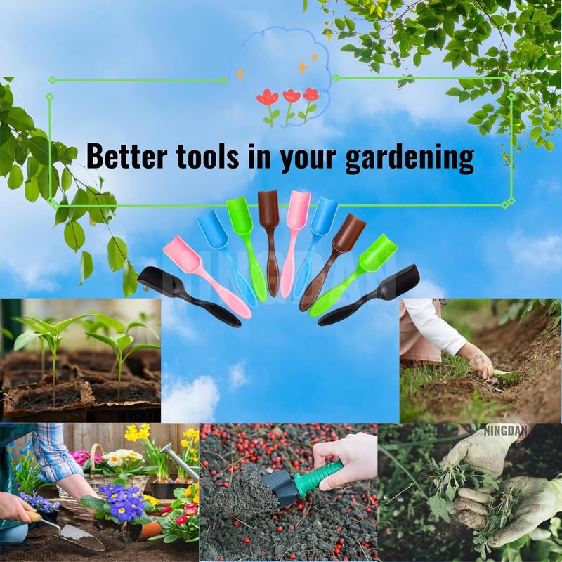 NINGDAN 10Pcs Mini Shovel,Plastic Mini Gardening Shovel Spoons Soil Scoops,Cultivation Digging Transplanting Tools for Succulents Potted Flowers,Milk Powder/Coffee Beans Scoops (5 Colors) - Image 2